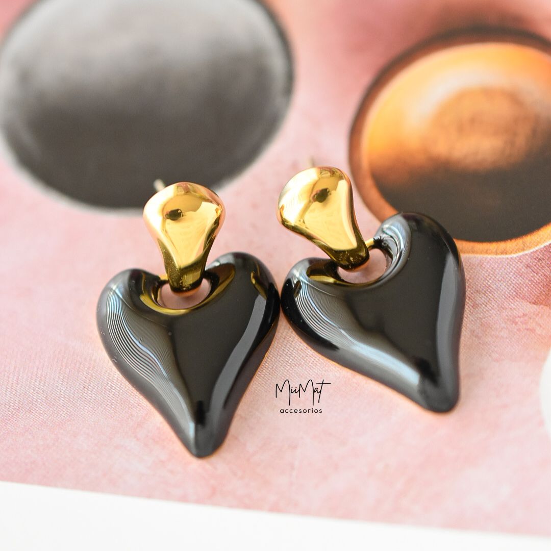 Aretes Heart Black