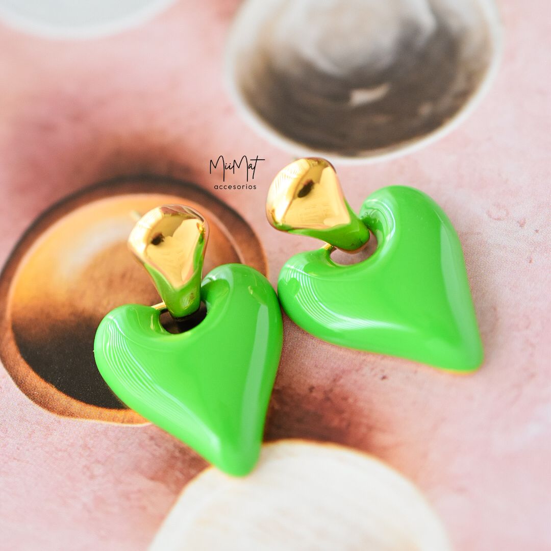 Aretes Heart Green