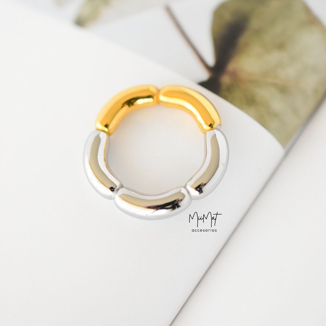 Anillo Flor Bicolor