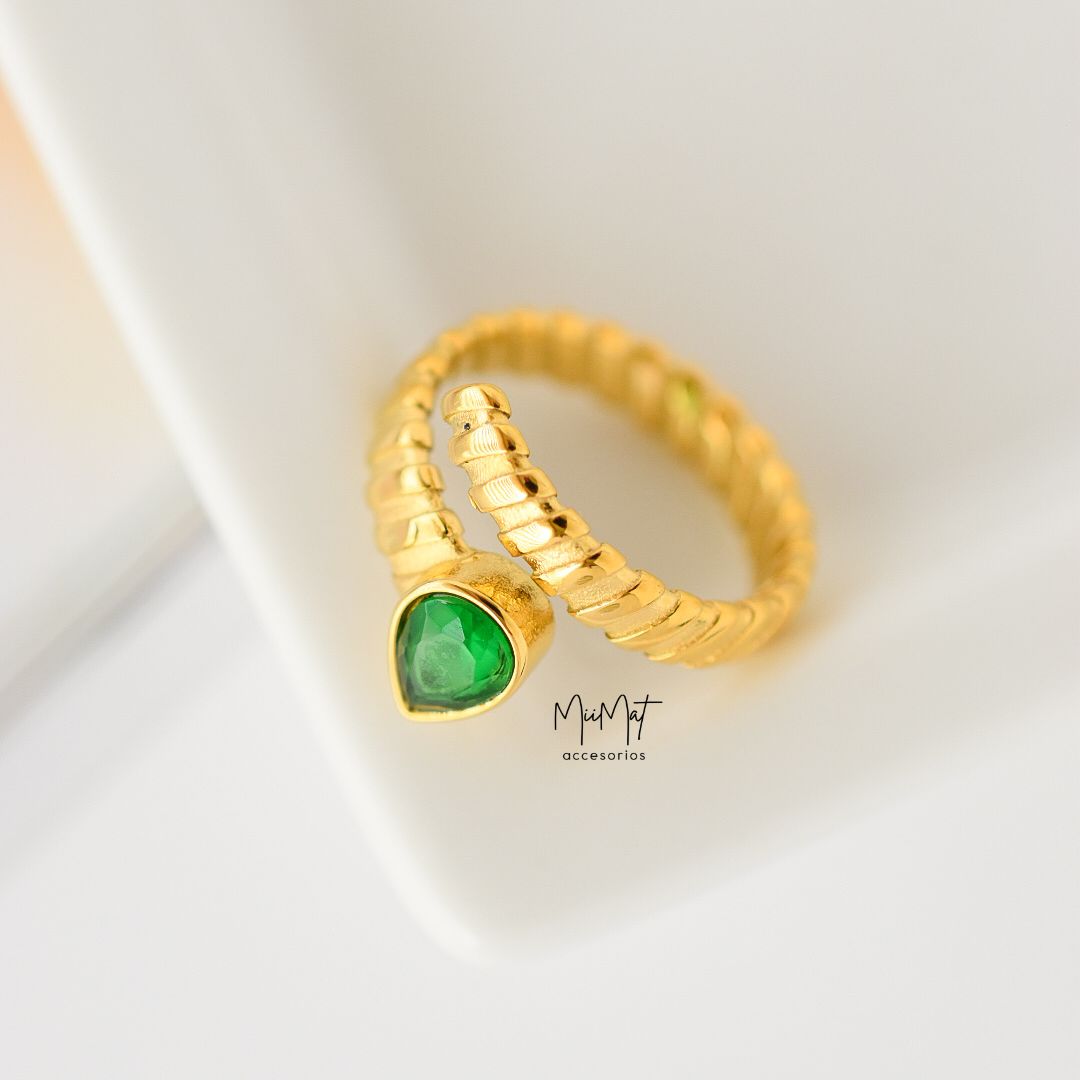 Anillo Gota Verde
