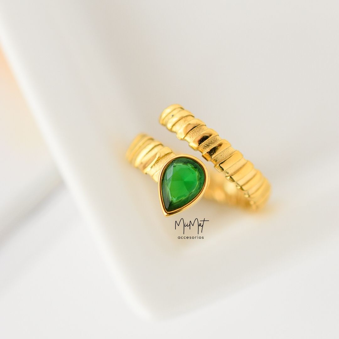 Anillo Gota Verde