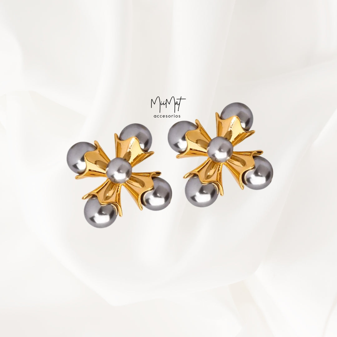 Aretes Flor Bicolor