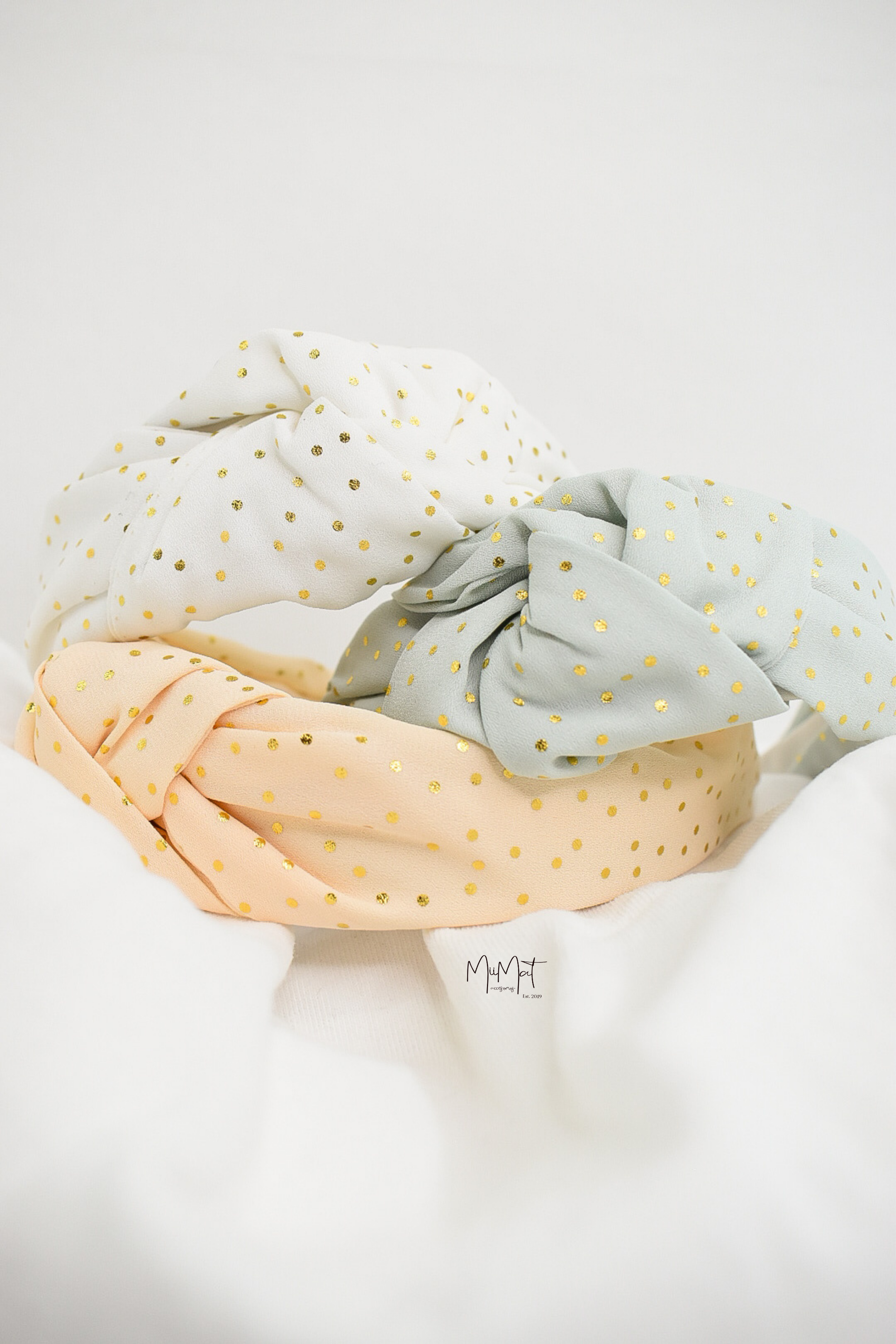 Diadema Gold Dots Blanca