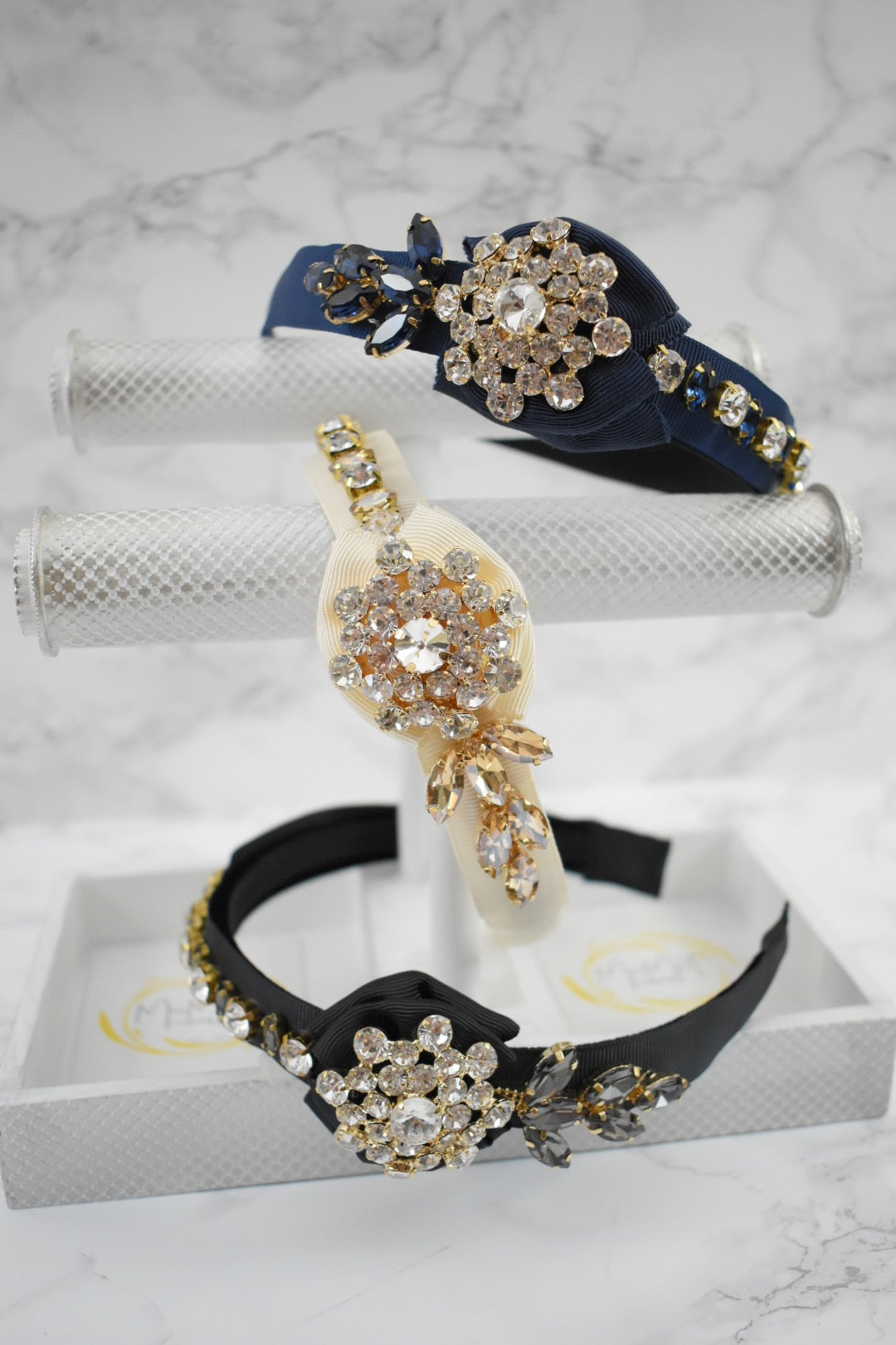 Diadema Crystal Flower Azul