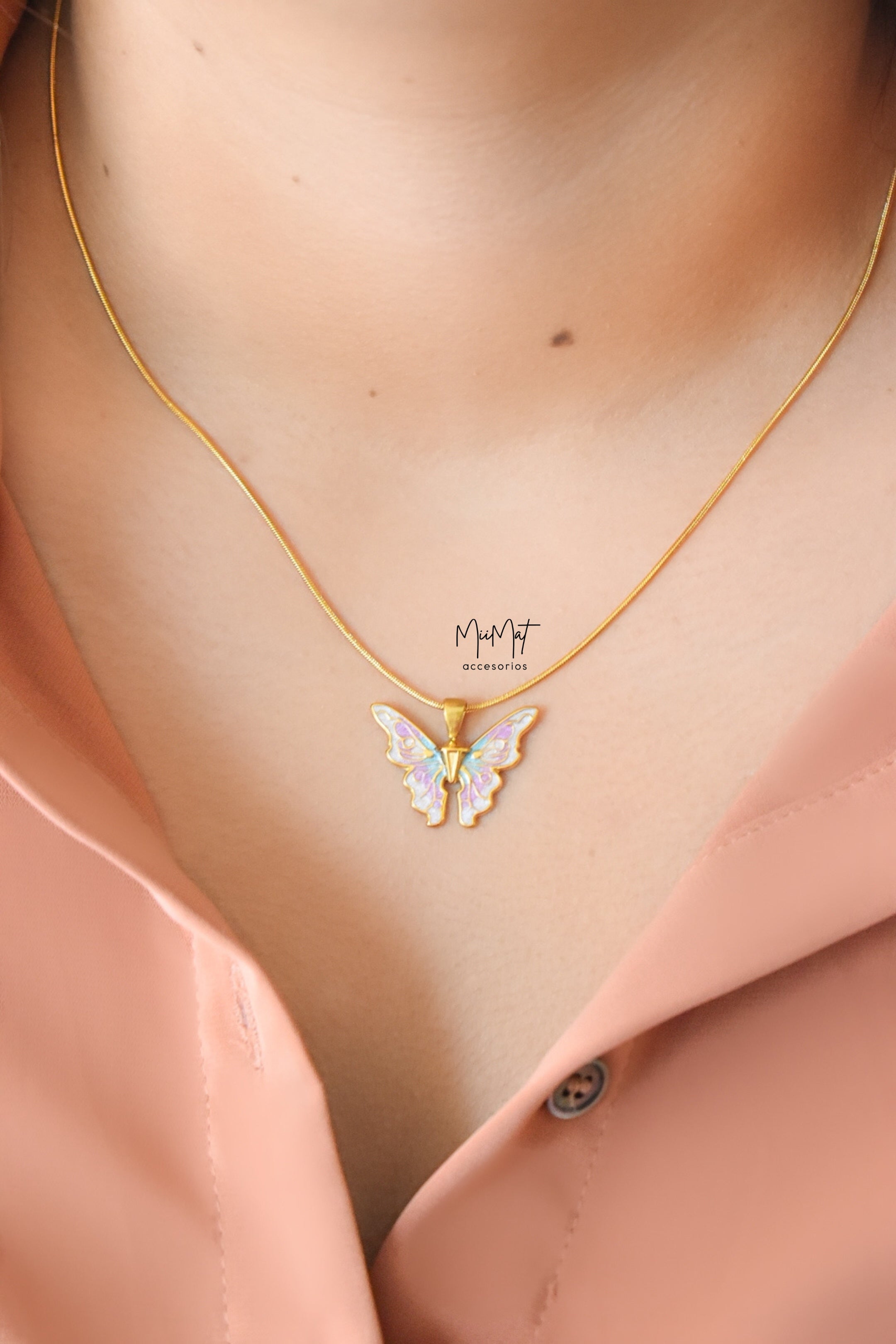 Collar Butterfly Rosa