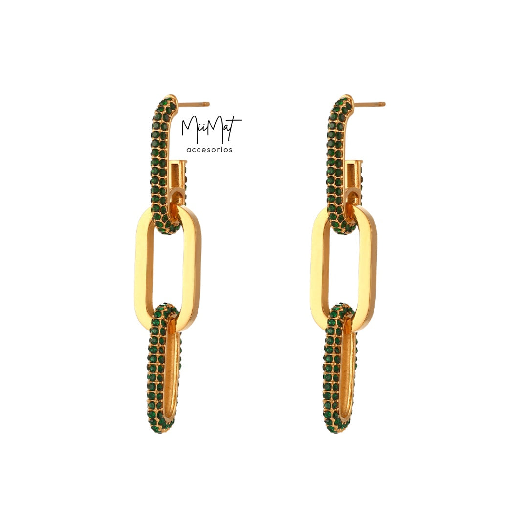 Aretes Triple Aro Verde